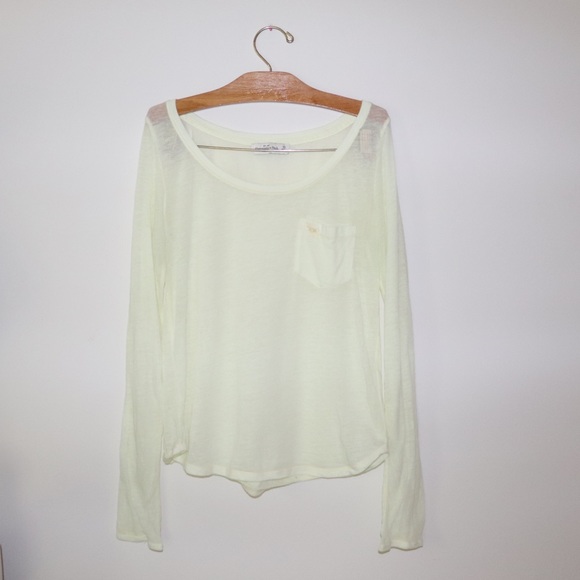 Sheer Yellow A&F Longs Sleeve Tee - Picture 1 of 7